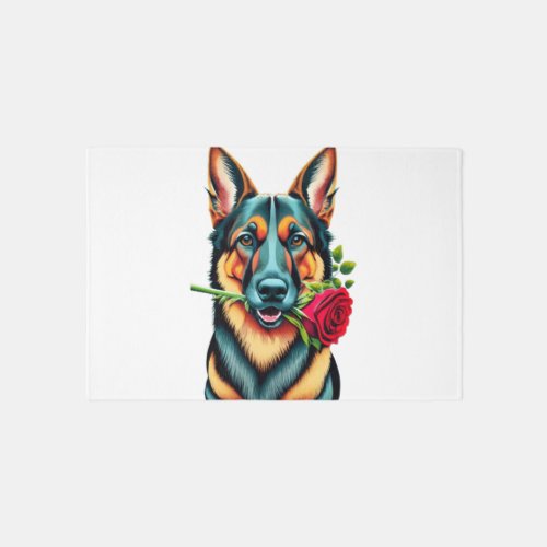 Alsatian with Rose Rug