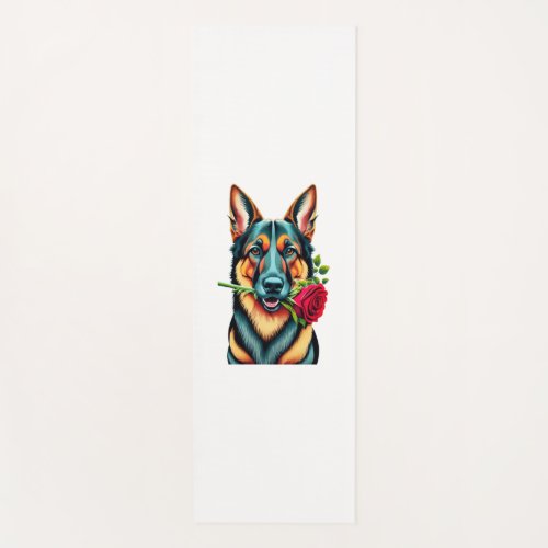 Alsatian with Rose Yoga Mat