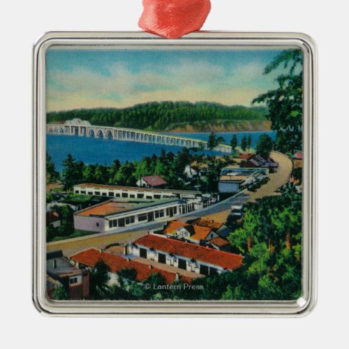 Alsea Bay Bridge in Waldport Oregon Metal Ornament