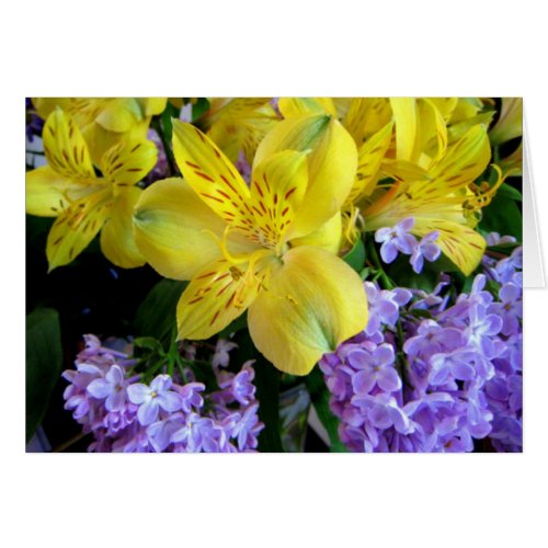 Alstremeria and  Lilacs Card