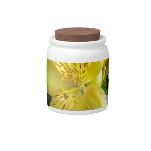 Alstroemeria and  Lilacs Flowers Candy Jar