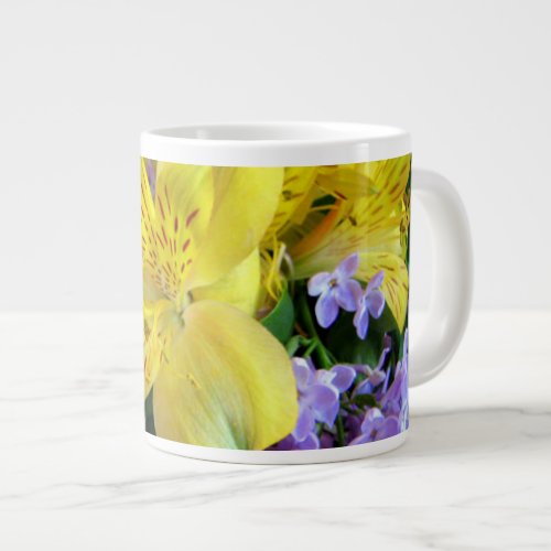 Alstroemeria and  Lilacs Flowers Giant Coffee Mug