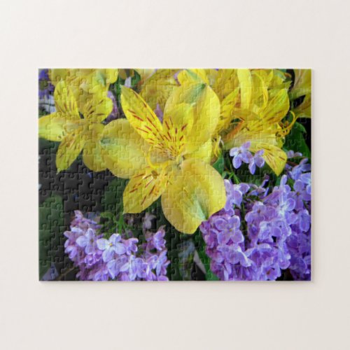 Alstroemeria and  Lilacs Flowers Jigsaw Puzzle