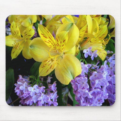 Alstroemeria and  Lilacs Flowers Mouse Pad