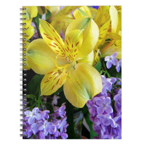 Alstroemeria and  Lilacs Flowers Notebook