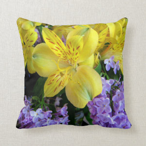 Alstroemeria and Lilacs Flowers Pillows