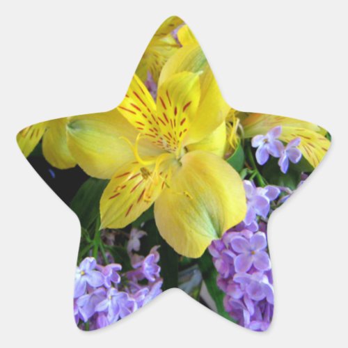 Alstroemeria and  Lilacs Flowers Star Sticker