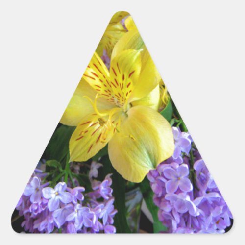 Alstroemeria and  Lilacs Flowers Triangle Sticker