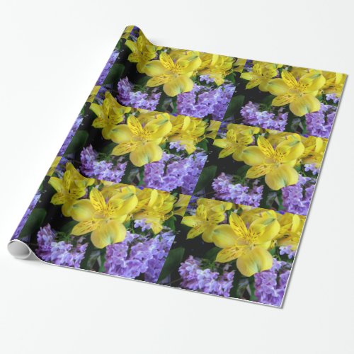 Alstroemeria and Lilacs Flowers Wrapping Paper