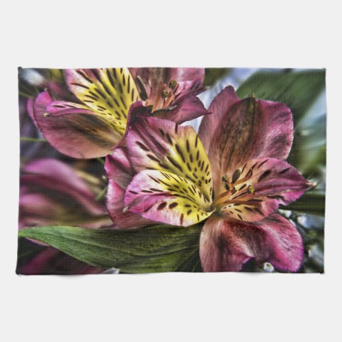 Alstroemeria Peruvian Lily bloom kitchen tea towel