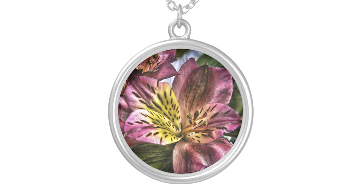 Alstroemeria Peruvian Lily flower necklace | Zazzle