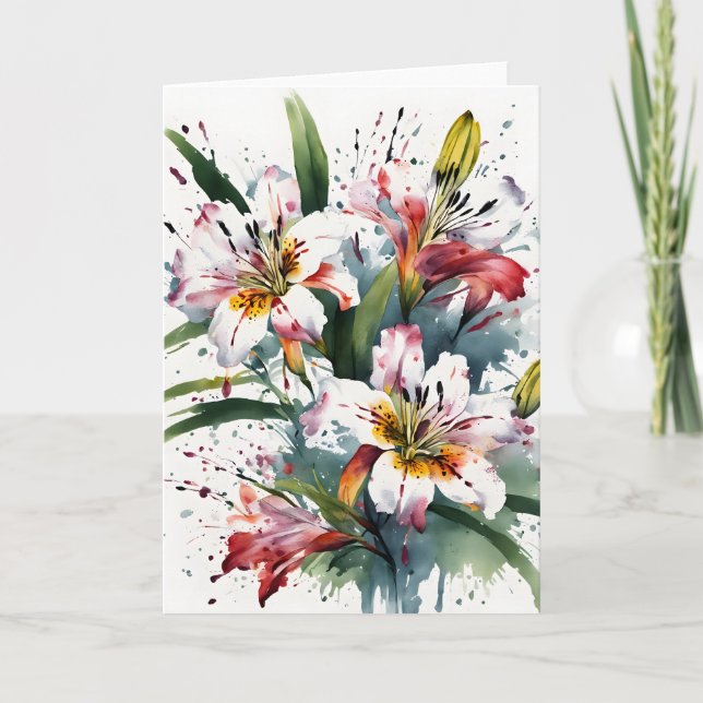 Alstroemeria - Watercolor flowers Card (Front)