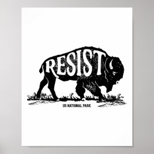 Alt Us National Park Resist Service T Shirt Bison  Poster