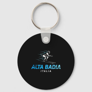 Alta badia italy ski resort retro skiing Alta badi Keychain