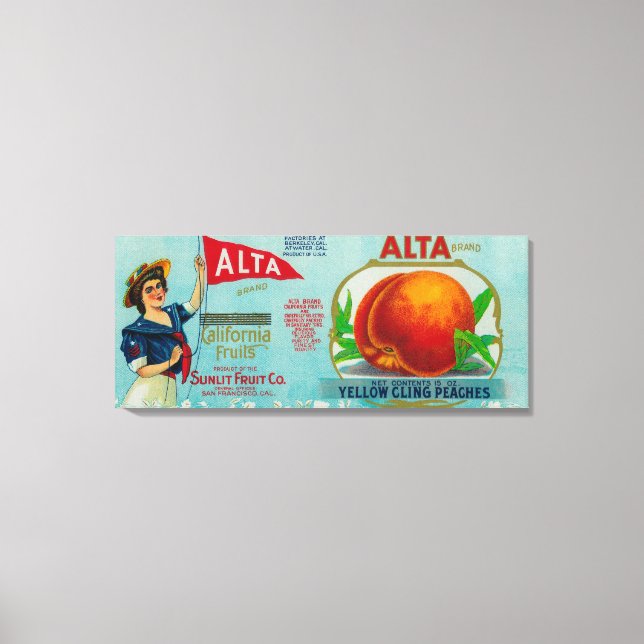 Alta Peach Label Canvas Print (Front)