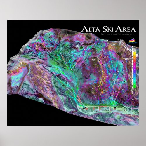 Alta Ski Area 3dSkiMaps Poster