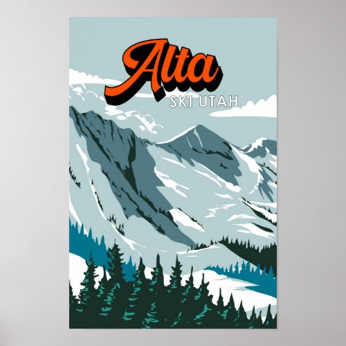 Alta Ski Area Winter Utah Vintage Poster