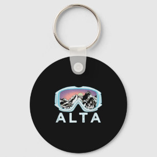Alta Ski Design _ Alta, Ut Skiing Snow Gift Keychain