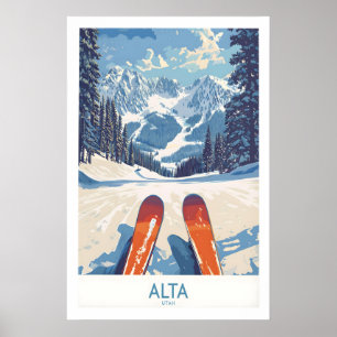 Alta Utah Ski Adventure Poster - Wasatch Range