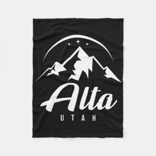 Alta Utah Ski Resort Skiing Snowboarding  Fleece Blanket