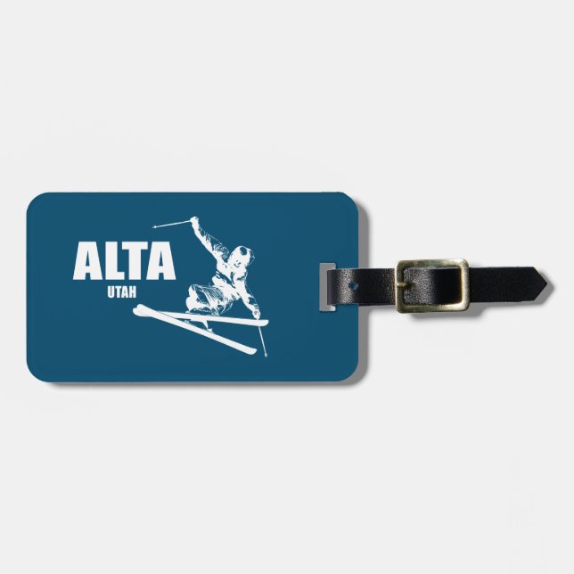 Alta Utah Skier Luggage Tag (Front Horizontal)
