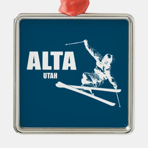 Alta Utah Skier Metal Ornament