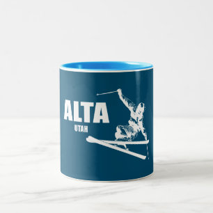Alta Utah Skier Two-Tone Coffee Mug