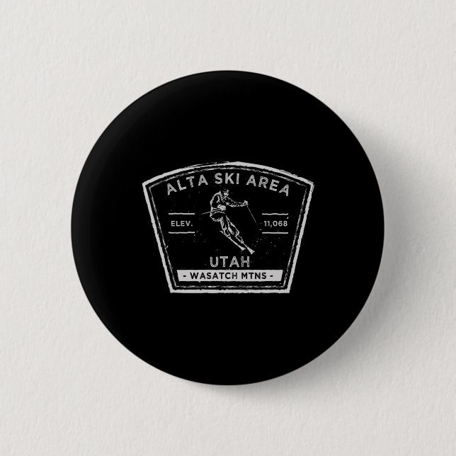 Alta Utah Snow Skiing  Button (Front)