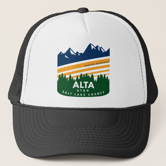Alta Utah Wasatch Mountains Trucker Hat (Front)
