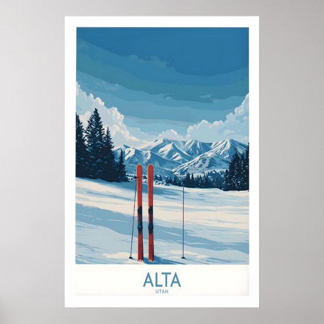 Alta Utah Winter Mountain Landscape Poster - Utah (Front)
