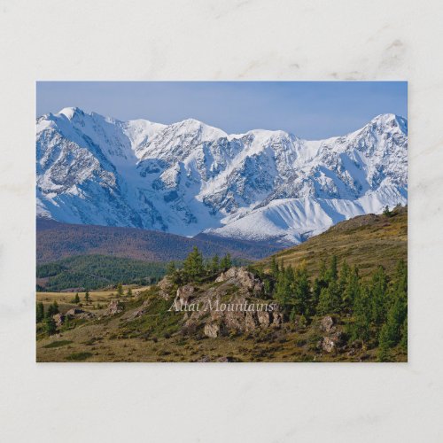 Altai Mountains scenic photograph labeled Postcard