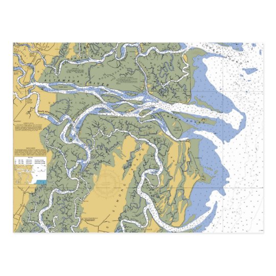 Altamaha River, Darien, GA Nautical Chart Postcard | Zazzle