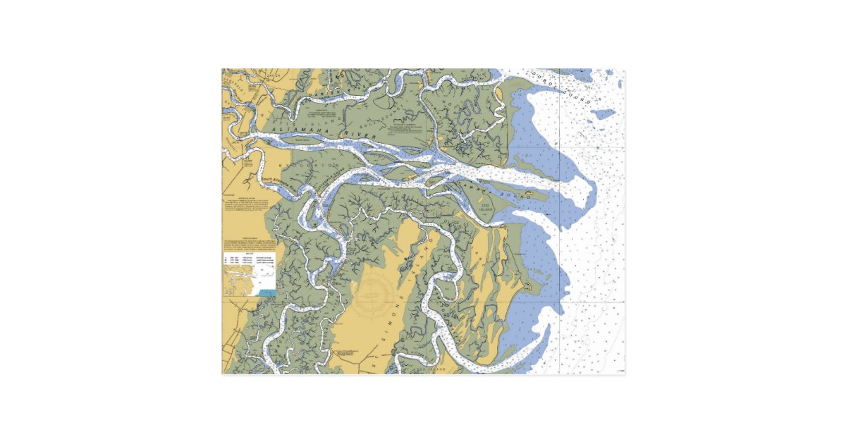 Altamaha River, Darien, GA Nautical Chart Postcard Zazzle