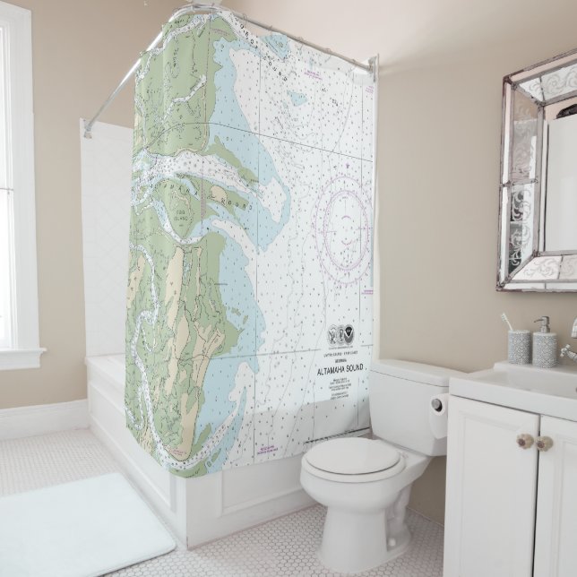 Altamaha Sound Nautical Chart 11508 Shower Curtain (In Situ)