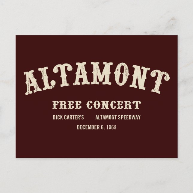 altamont free concert postcard (Front)