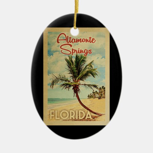 Altamonte Springs Palm Tree Vintage Travel Ceramic Ornament