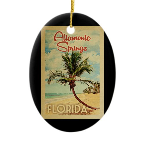 Altamonte Springs Palm Tree Vintage Travel Ceramic Ornament