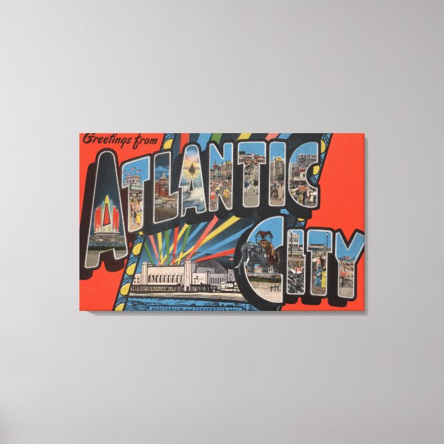 Altantic City, New Jersey - Large Letter Canvas Print (Front)