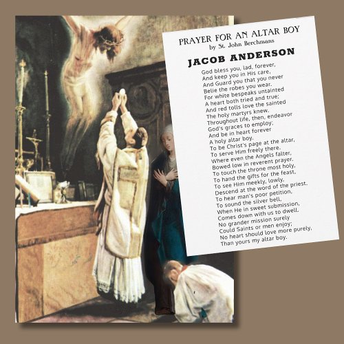 Altar Boy Prayer for Catholic Priest Vocations Note Card