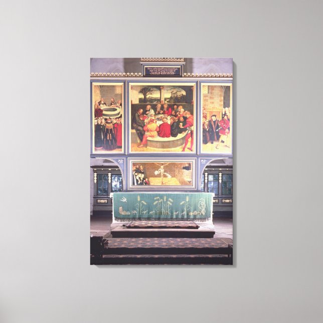Altar with a Triptych depicting Canvas Print (Front)