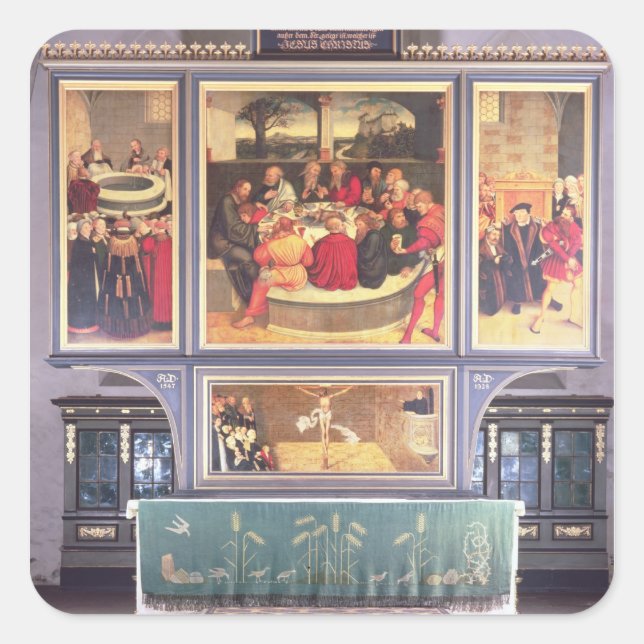 Altar with a Triptych depicting Square Sticker (Front)