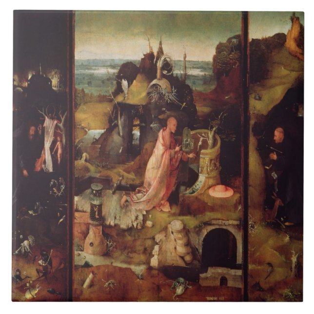 Altarpiece of the Hermits (oil on panel) Ceramic Tile (Front)