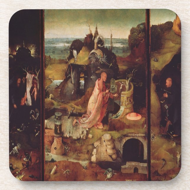 Altarpiece of the Hermits (oil on panel) Drink Coaster (Front)