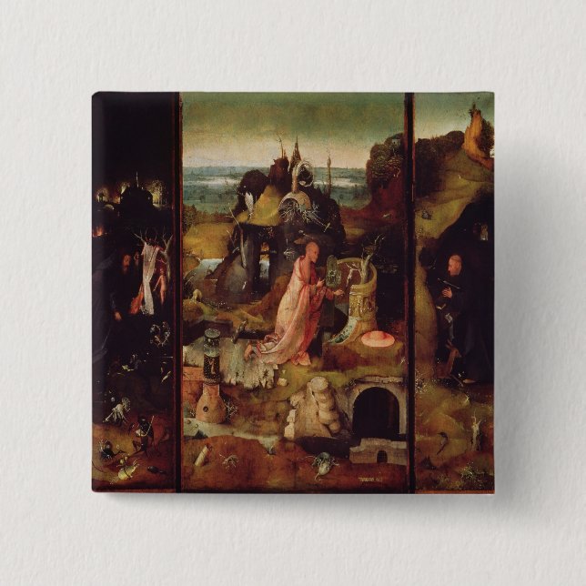 Altarpiece of the Hermits (oil on panel) Pinback Button (Front)