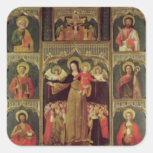 Altarpiece of the Virgin of the Rosary c1500 Square Sticker