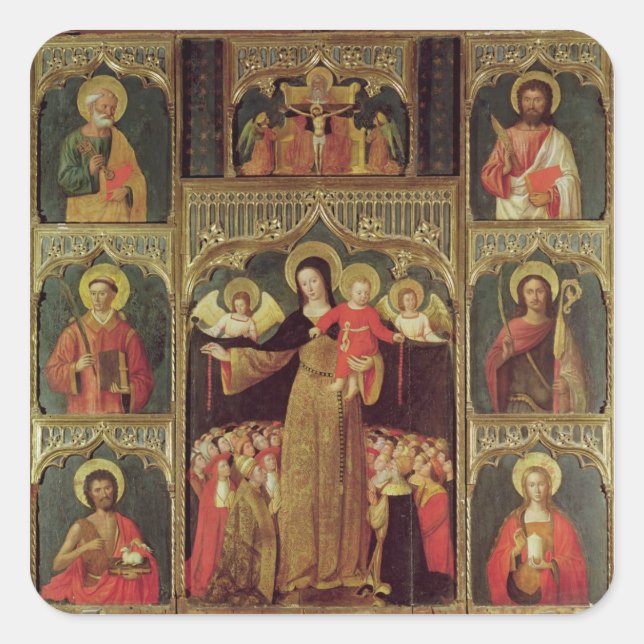 Altarpiece of the Virgin of the Rosary, c.1500 Square Sticker (Front)