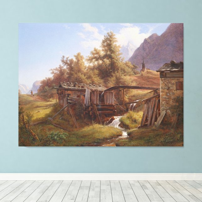 Alte Mühle im Thale bei Berchtesgaden Canvas Print (Insitu(Wood Floor))