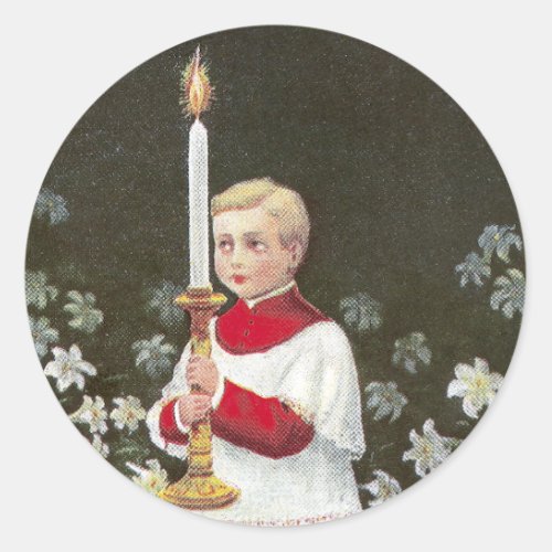 Alter Boy Bearing Candle Vintage Easter Classic Round Sticker