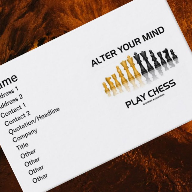 Alter Your Mind Play Chess (Reflective Chess Set) Business Card (Business card for any die-hard chess player who desires for others to alter their minds & play chess)