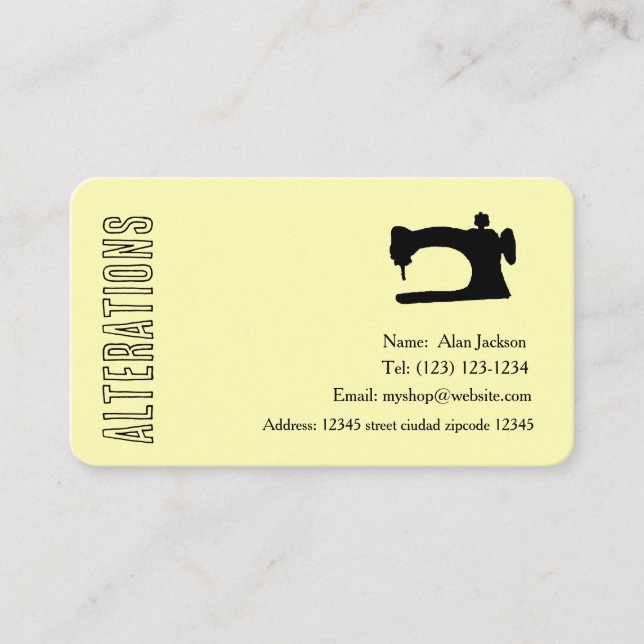ALTERATIONS  business cards (Front)